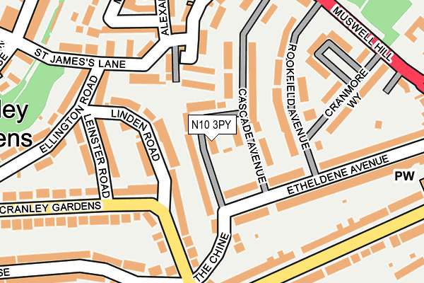 N10 3PY map - OS OpenMap – Local (Ordnance Survey)