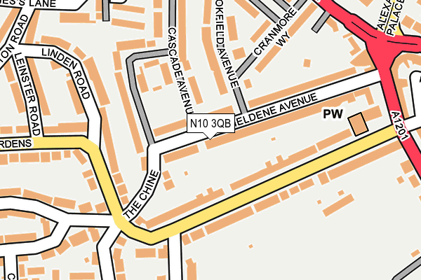 N10 3QB map - OS OpenMap – Local (Ordnance Survey)