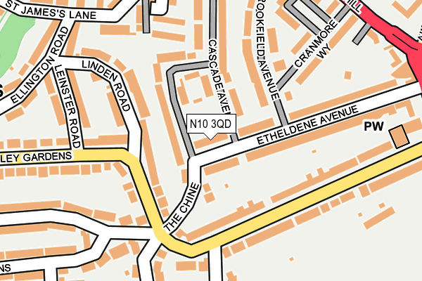 N10 3QD map - OS OpenMap – Local (Ordnance Survey)