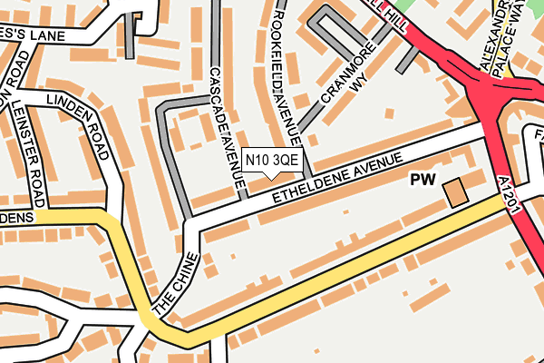 N10 3QE map - OS OpenMap – Local (Ordnance Survey)