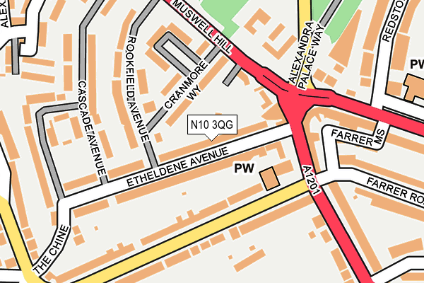 N10 3QG map - OS OpenMap – Local (Ordnance Survey)