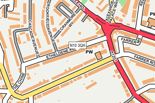 N10 3QH map - OS OpenMap – Local (Ordnance Survey)