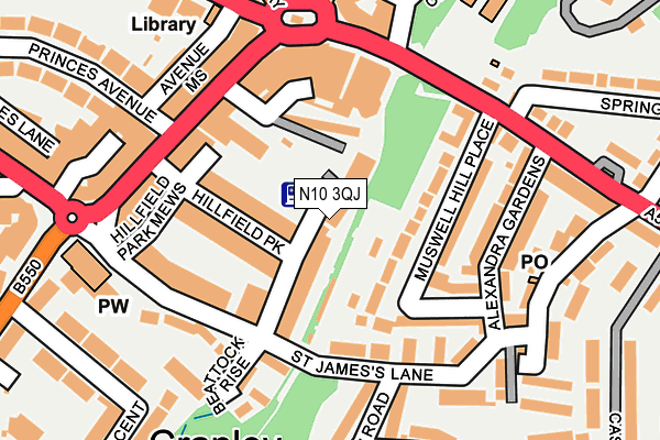 N10 3QJ map - OS OpenMap – Local (Ordnance Survey)