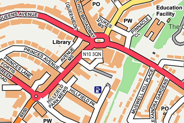 N10 3QN map - OS OpenMap – Local (Ordnance Survey)