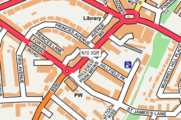 N10 3QR map - OS OpenMap – Local (Ordnance Survey)