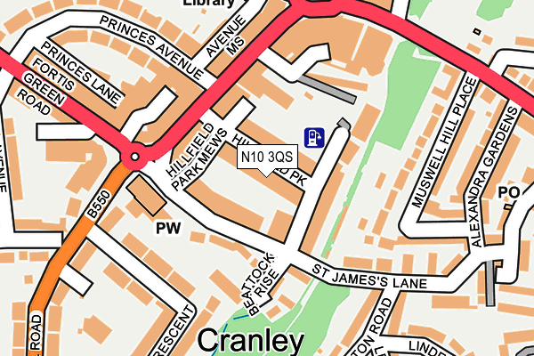 N10 3QS map - OS OpenMap – Local (Ordnance Survey)