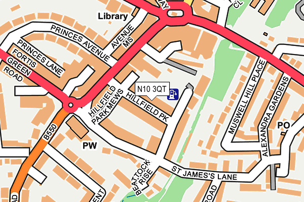 N10 3QT map - OS OpenMap – Local (Ordnance Survey)