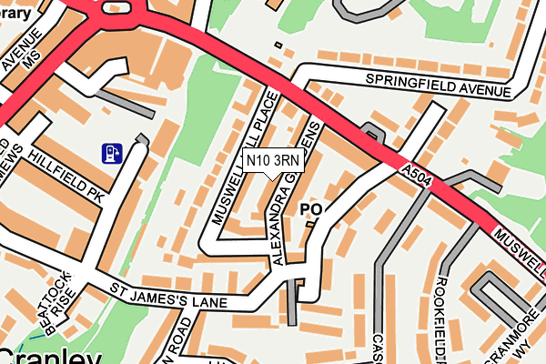 N10 3RN map - OS OpenMap – Local (Ordnance Survey)