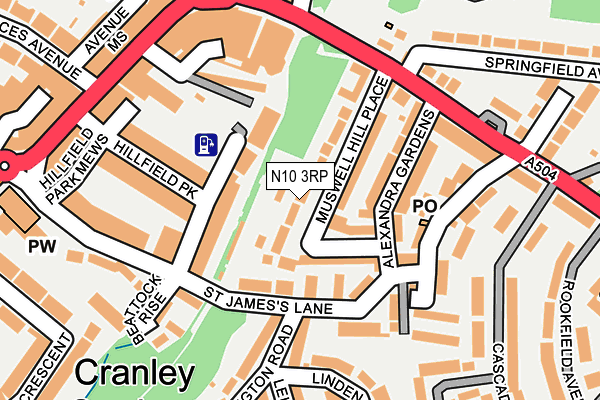 N10 3RP map - OS OpenMap – Local (Ordnance Survey)