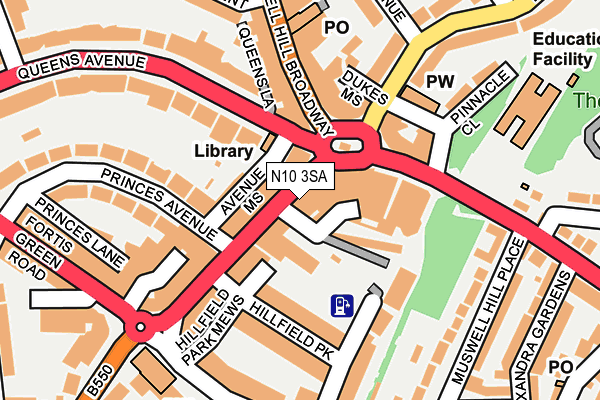 N10 3SA map - OS OpenMap – Local (Ordnance Survey)