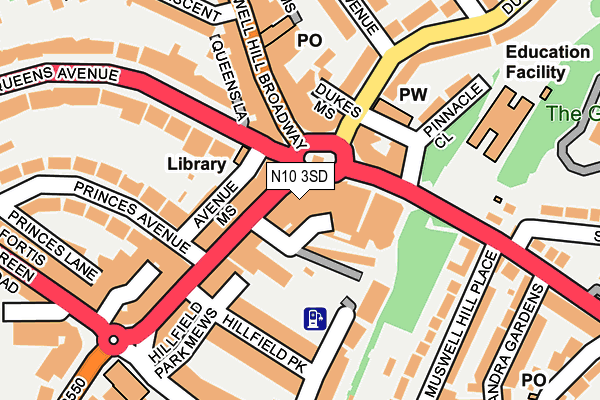 N10 3SD map - OS OpenMap – Local (Ordnance Survey)