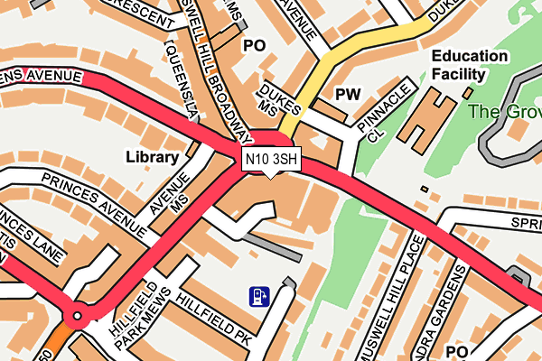 N10 3SH map - OS OpenMap – Local (Ordnance Survey)