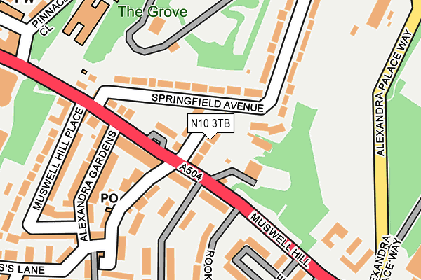 N10 3TB map - OS OpenMap – Local (Ordnance Survey)