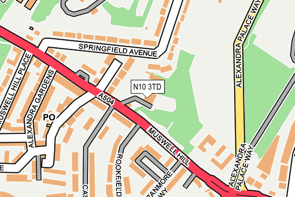 N10 3TD map - OS OpenMap – Local (Ordnance Survey)