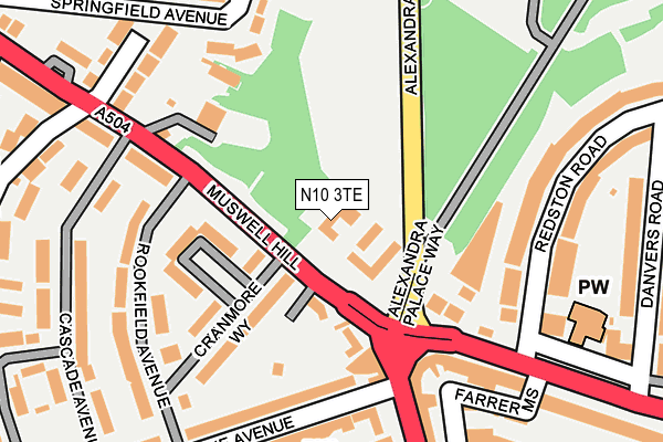 N10 3TE map - OS OpenMap – Local (Ordnance Survey)