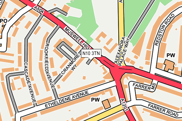 N10 3TN map - OS OpenMap – Local (Ordnance Survey)