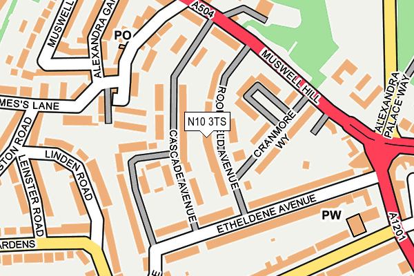 N10 3TS map - OS OpenMap – Local (Ordnance Survey)