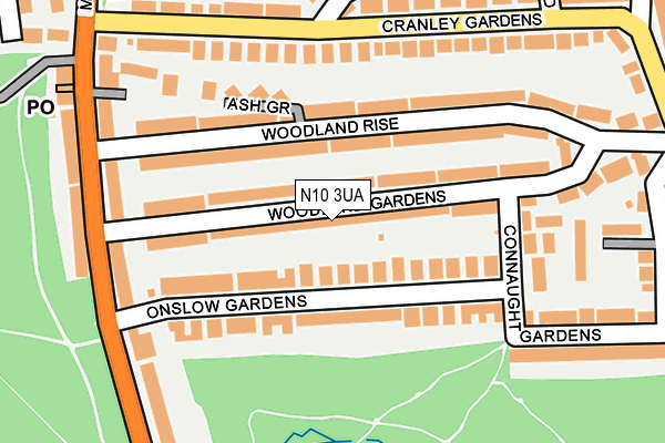 N10 3UA map - OS OpenMap – Local (Ordnance Survey)