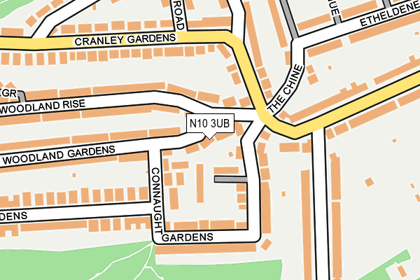 N10 3UB map - OS OpenMap – Local (Ordnance Survey)