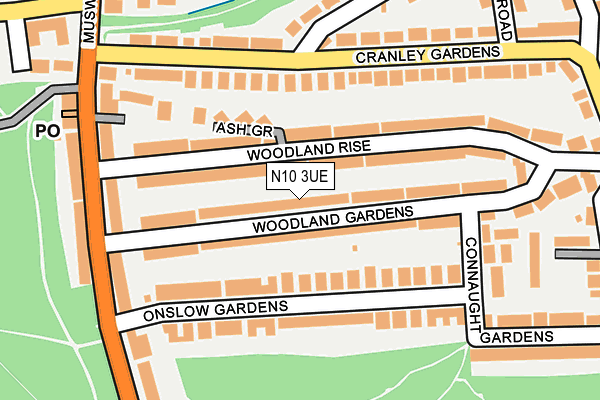 N10 3UE map - OS OpenMap – Local (Ordnance Survey)