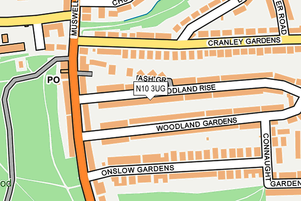 N10 3UG map - OS OpenMap – Local (Ordnance Survey)