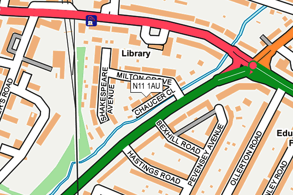 N11 1AU map - OS OpenMap – Local (Ordnance Survey)