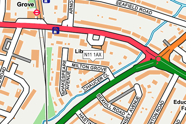 N11 1AX map - OS OpenMap – Local (Ordnance Survey)