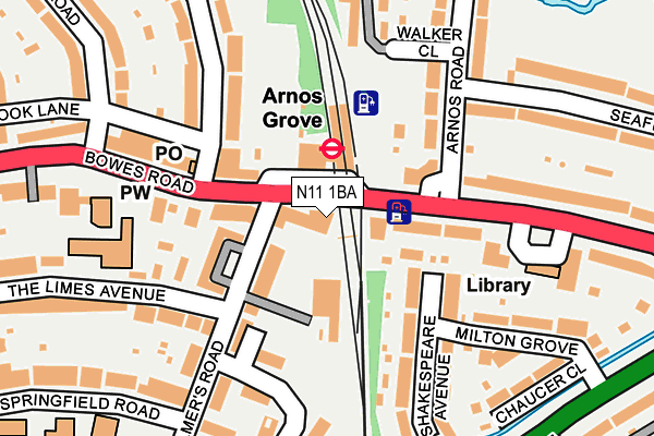 N11 1BA map - OS OpenMap – Local (Ordnance Survey)