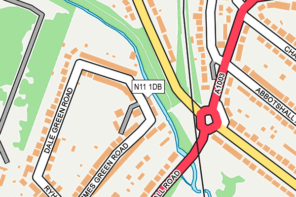 N11 1DB map - OS OpenMap – Local (Ordnance Survey)