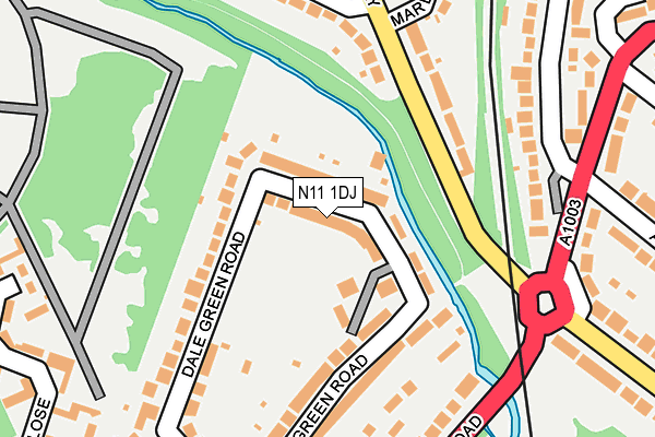 N11 1DJ map - OS OpenMap – Local (Ordnance Survey)