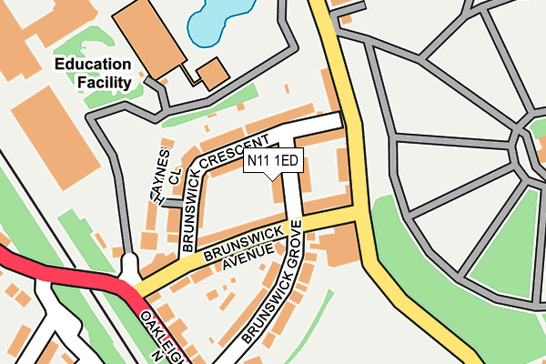 N11 1ED map - OS OpenMap – Local (Ordnance Survey)