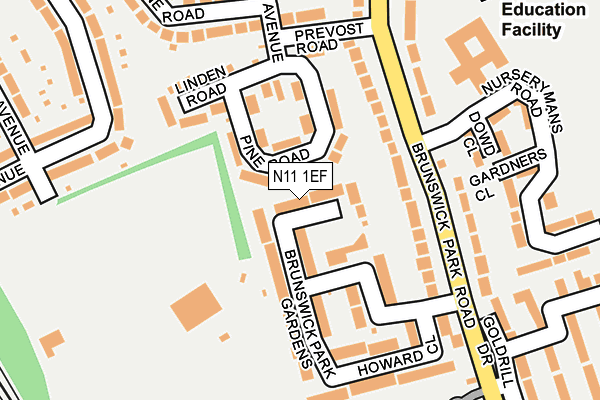 N11 1EF map - OS OpenMap – Local (Ordnance Survey)