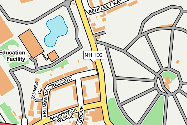 N11 1EG map - OS OpenMap – Local (Ordnance Survey)