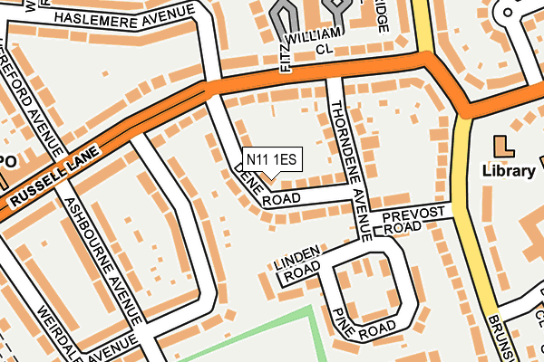 N11 1ES map - OS OpenMap – Local (Ordnance Survey)