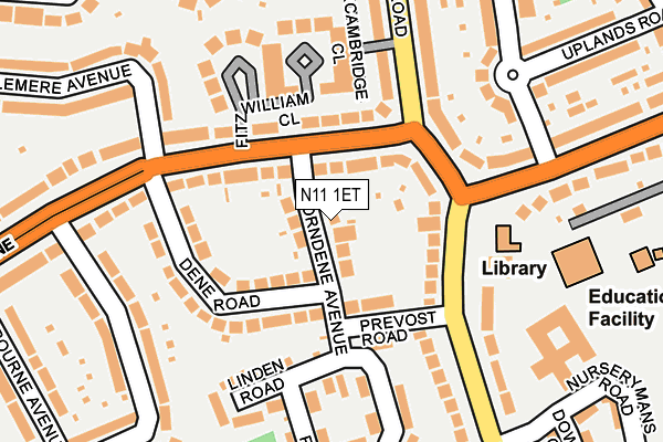 N11 1ET map - OS OpenMap – Local (Ordnance Survey)