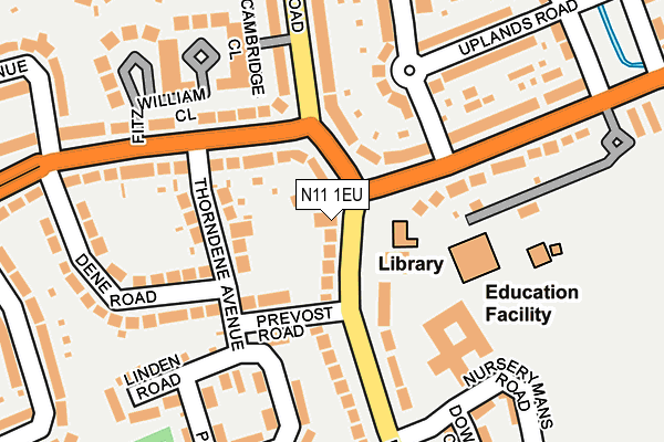 N11 1EU map - OS OpenMap – Local (Ordnance Survey)