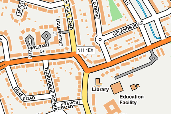 N11 1EX map - OS OpenMap – Local (Ordnance Survey)