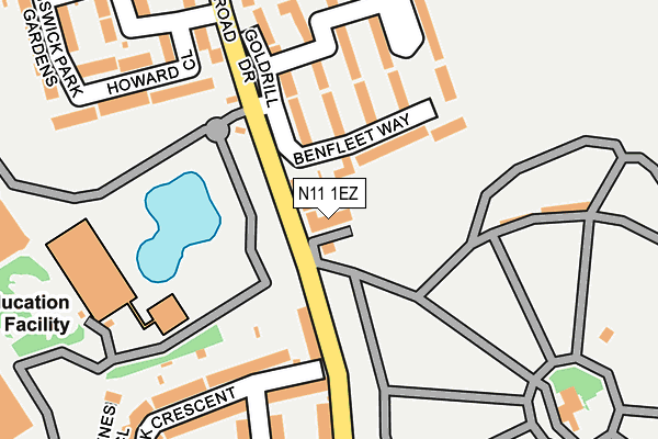 N11 1EZ map - OS OpenMap – Local (Ordnance Survey)