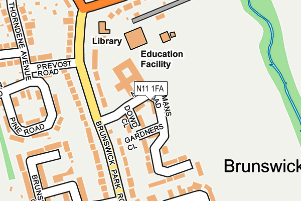 N11 1FA map - OS OpenMap – Local (Ordnance Survey)