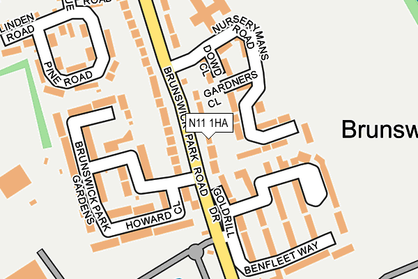 N11 1HA map - OS OpenMap – Local (Ordnance Survey)
