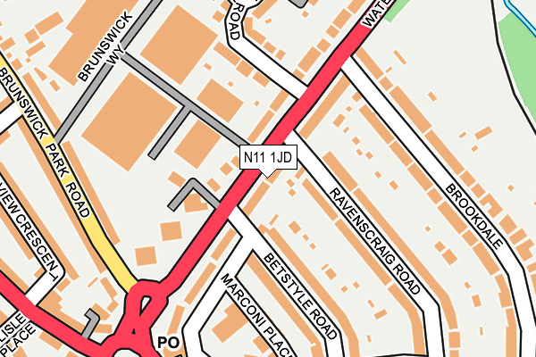 N11 1JD map - OS OpenMap – Local (Ordnance Survey)