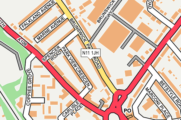 N11 1JH map - OS OpenMap – Local (Ordnance Survey)