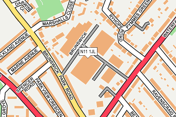 N11 1JL map - OS OpenMap – Local (Ordnance Survey)