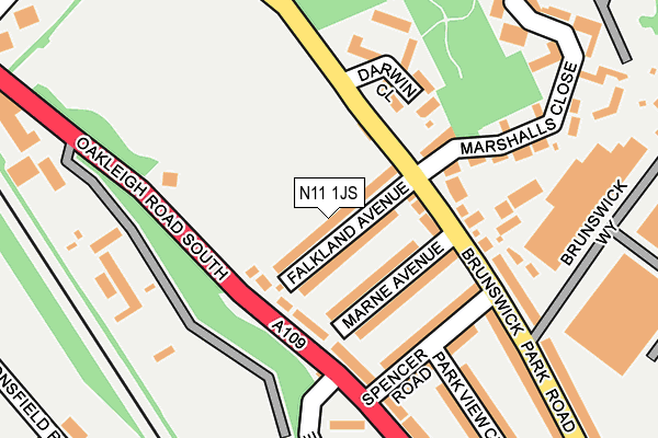 N11 1JS map - OS OpenMap – Local (Ordnance Survey)