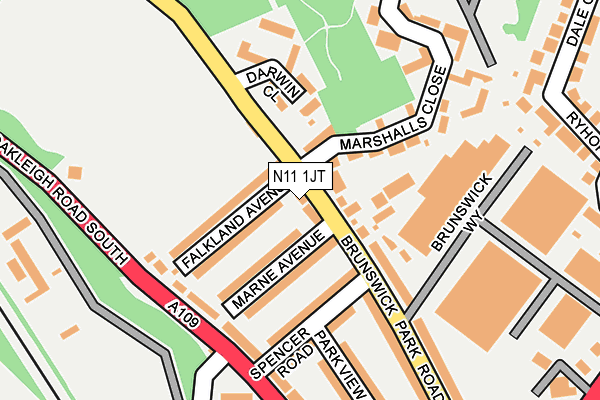 N11 1JT map - OS OpenMap – Local (Ordnance Survey)