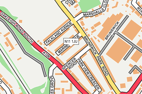 N11 1JU map - OS OpenMap – Local (Ordnance Survey)