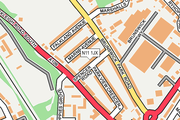 N11 1JX map - OS OpenMap – Local (Ordnance Survey)