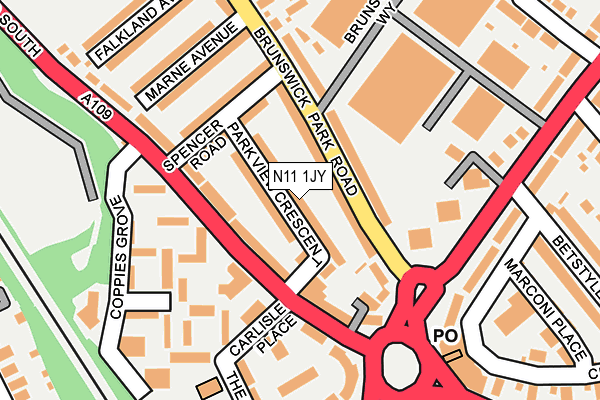 N11 1JY map - OS OpenMap – Local (Ordnance Survey)