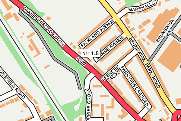 N11 1LB map - OS OpenMap – Local (Ordnance Survey)