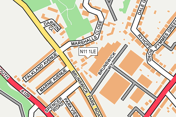 N11 1LE map - OS OpenMap – Local (Ordnance Survey)